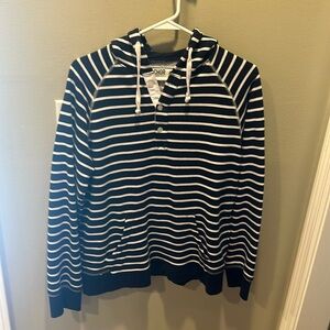 Black & Ivory striped Terry Hoodie by Chor Sz Medium Unisex Pre-Loved Stretch